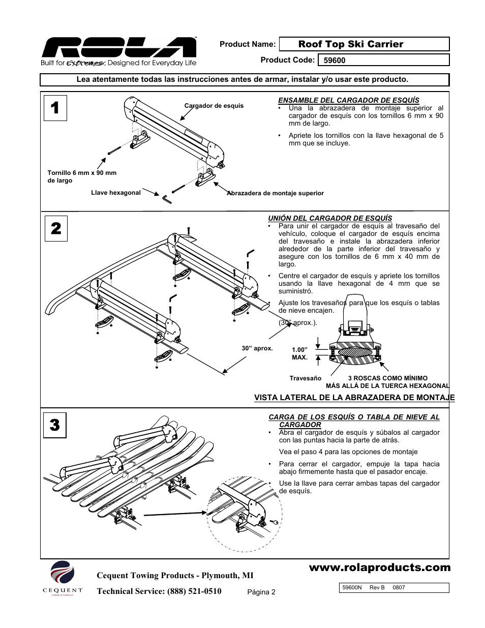 Draw-Tite 59600 ROOF TOP SKI CARRIER User Manual | Page 8 / 9