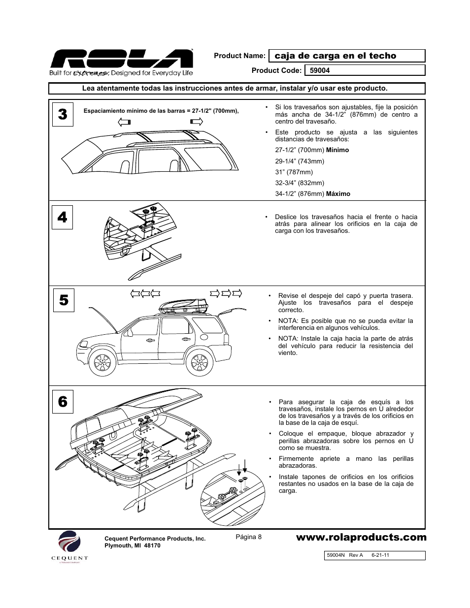 Draw-Tite 59004 ROOF TOP CARGO BOX User Manual | Page 8 / 9