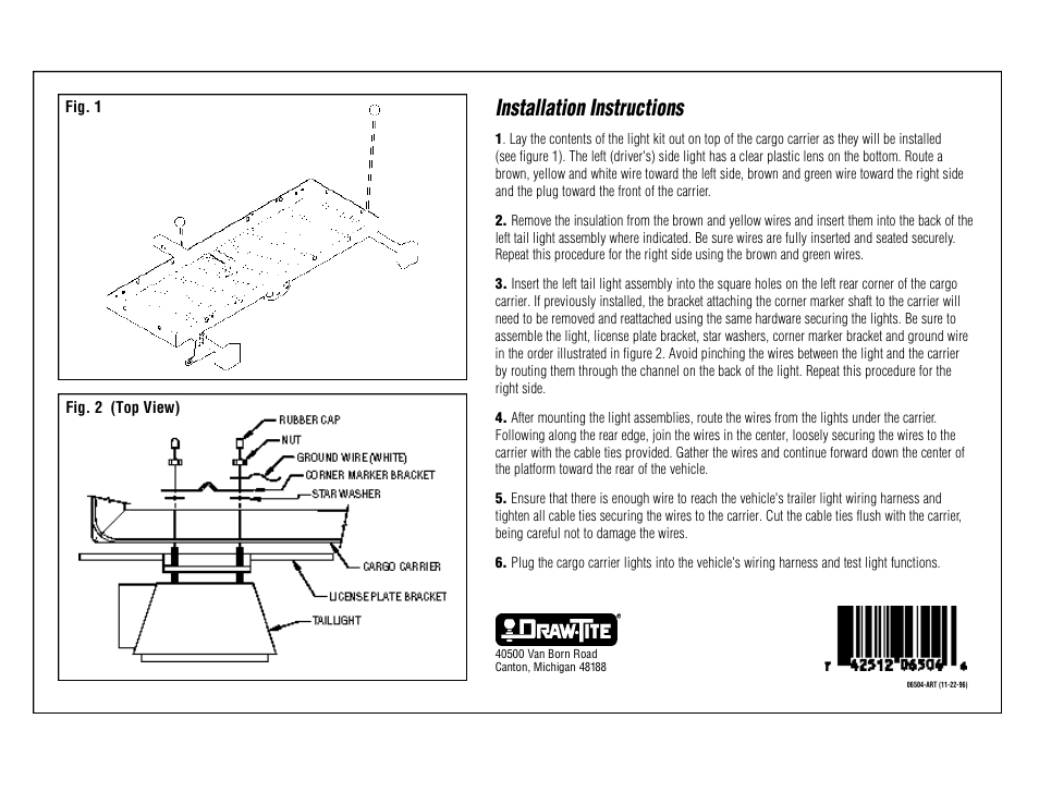 Draw-Tite 6504 LIGHT KIT User Manual | 1 page