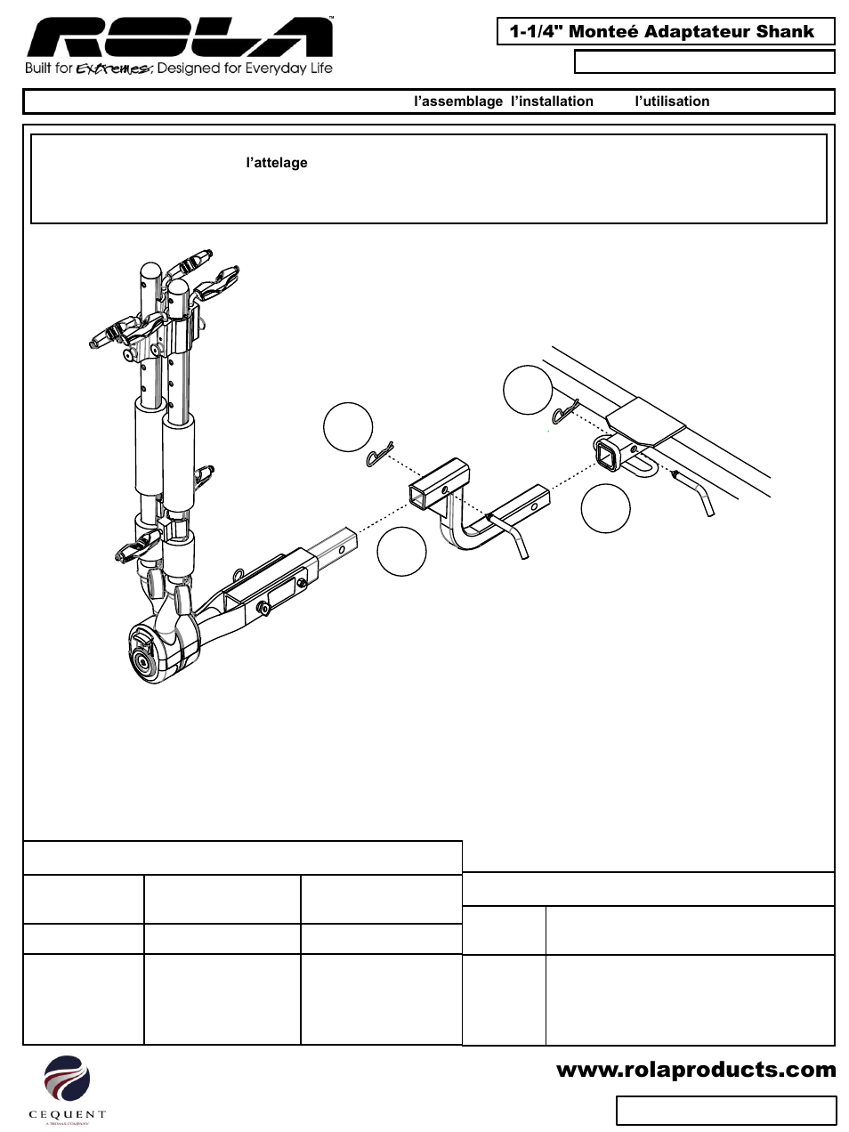 Porte-vélos cote réduit à, Attelage accessoire seulement | Draw-Tite 59519 ACCESSORY SHANK ADAPTER User Manual | Page 2 / 3