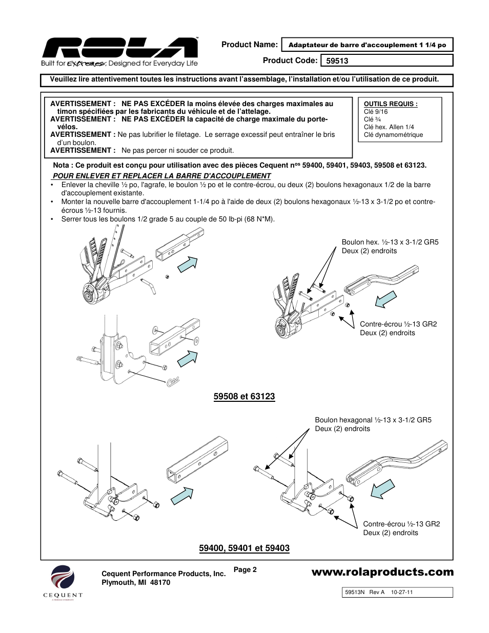 Draw-Tite 59513 ACCESSORY SHANK User Manual | Page 2 / 3
