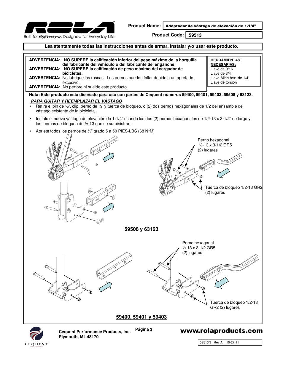 Draw-Tite 59513 ACCESSORY SHANK User Manual | Page 3 / 3