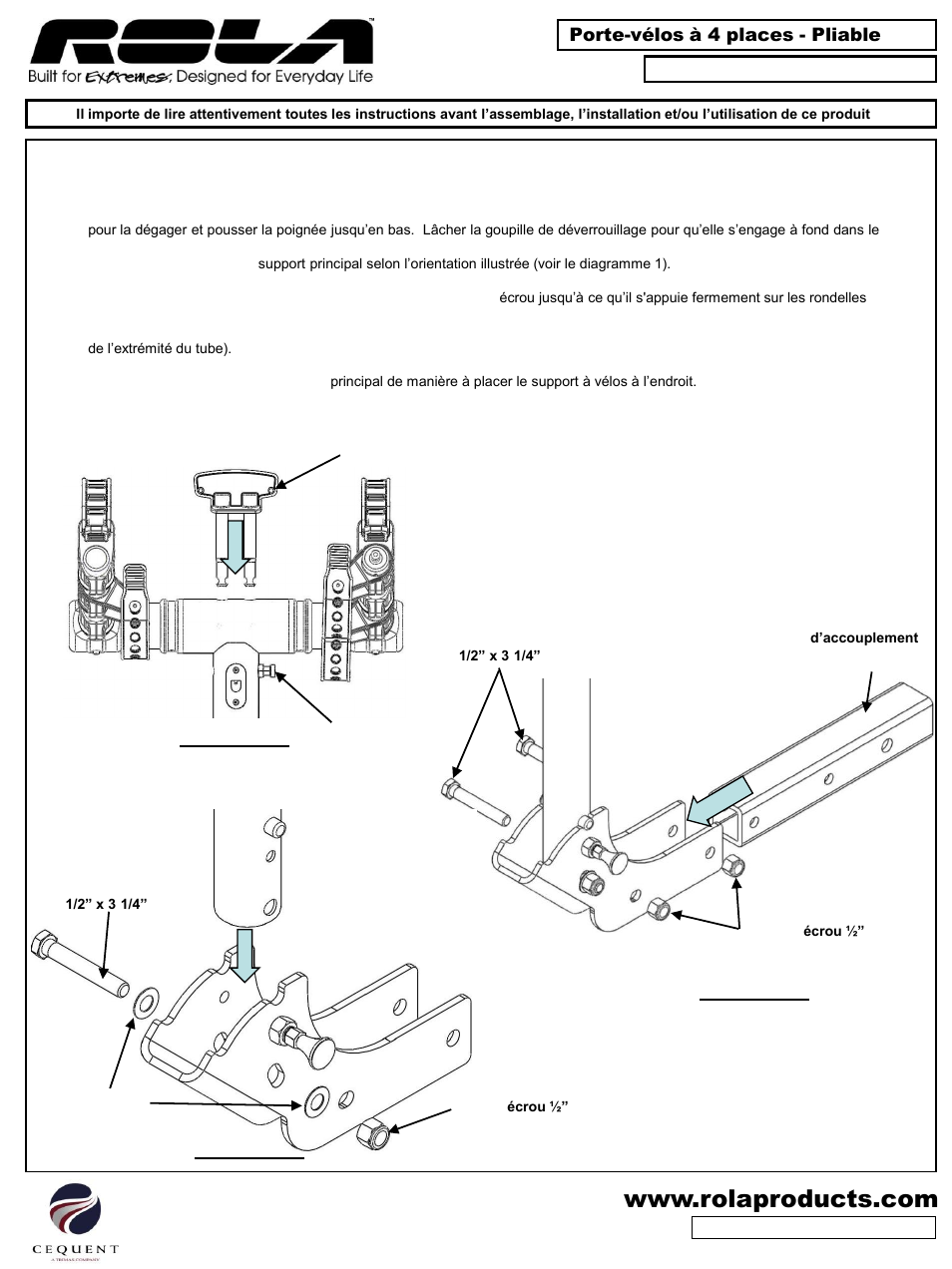 Draw-Tite 59401 BIKE CARRIER - TX W_TILT & SECURITY - HITCH MOUNT User Manual | Page 4 / 9