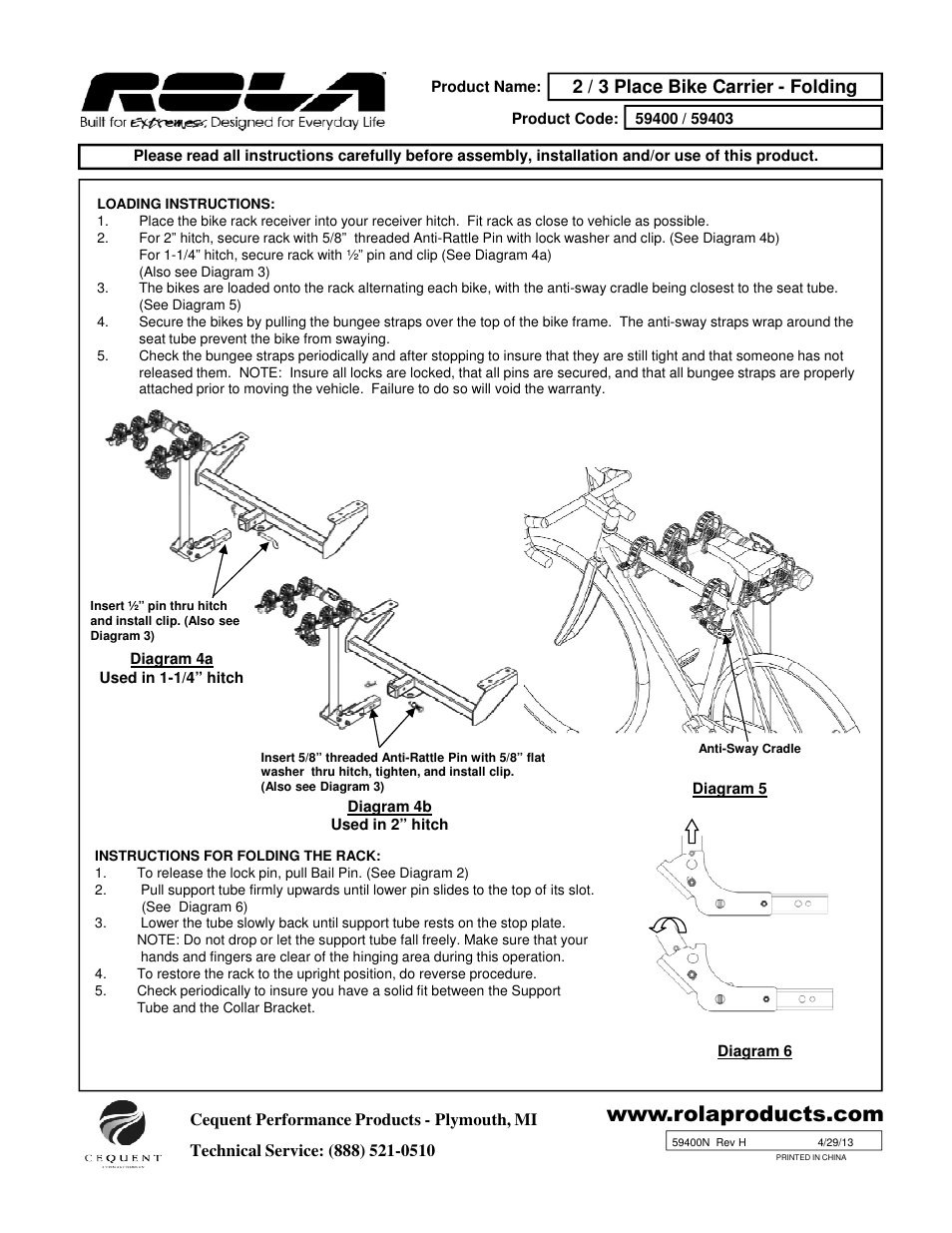 2 / 3 place bike carrier - folding | Draw-Tite 59400 BIKE CARRIER - TX W_TILT & SECURITY - HITCH MOUNT User Manual | Page 2 / 9
