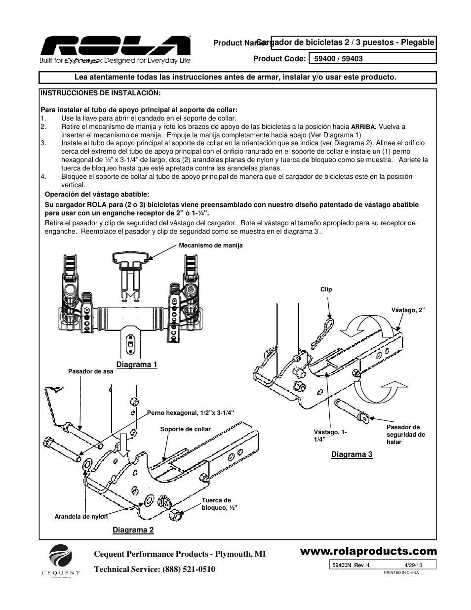 Draw-Tite 59400 BIKE CARRIER - TX W_TILT & SECURITY - HITCH MOUNT User Manual | Page 4 / 9