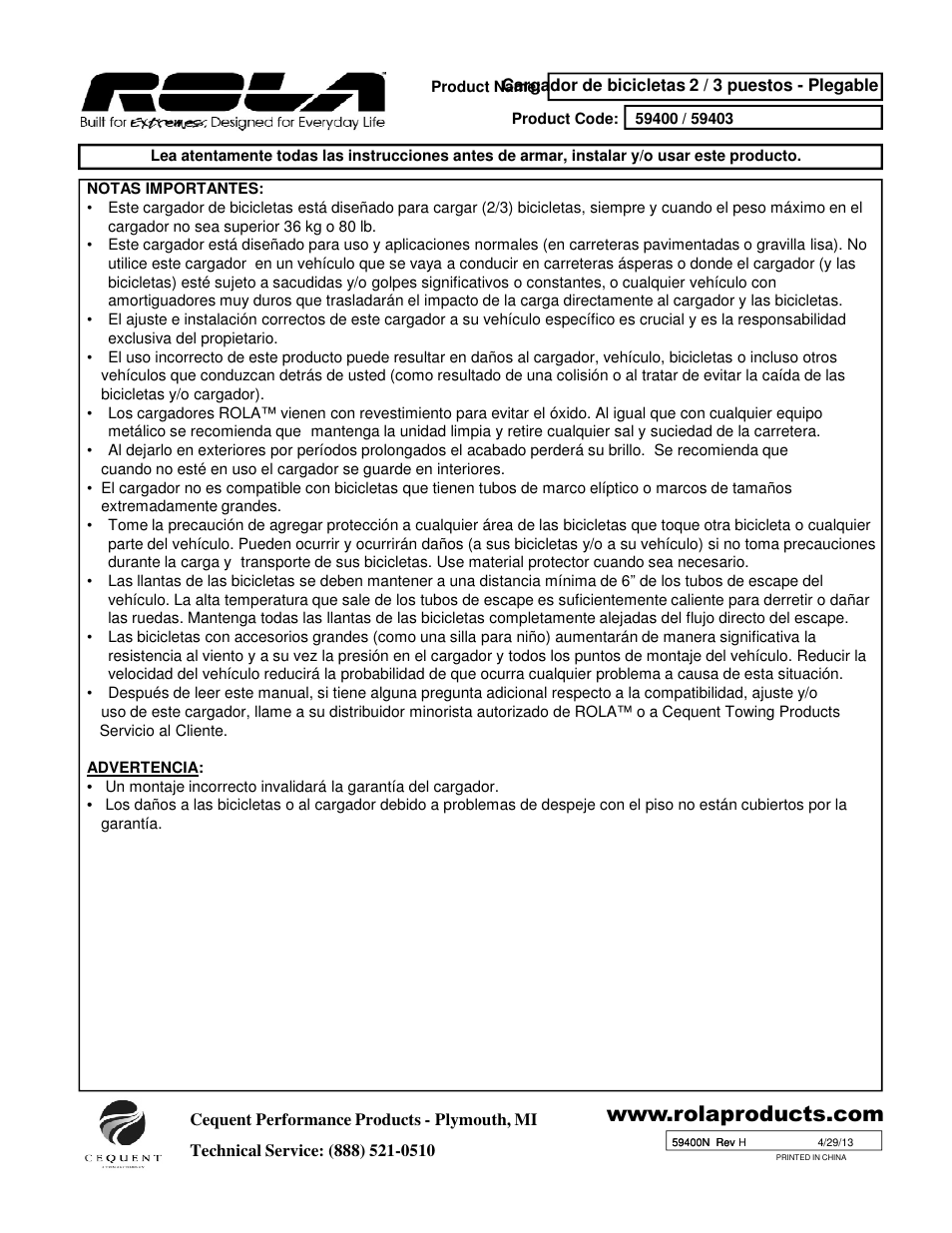 Draw-Tite 59400 BIKE CARRIER - TX W_TILT & SECURITY - HITCH MOUNT User Manual | Page 6 / 9