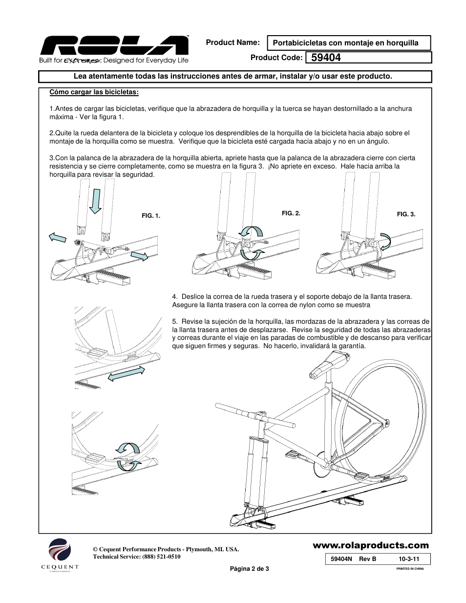 Draw-Tite 59404 BIKE CARRIER - ROOF TOP BIKE CARRIER User Manual | Page 8 / 9