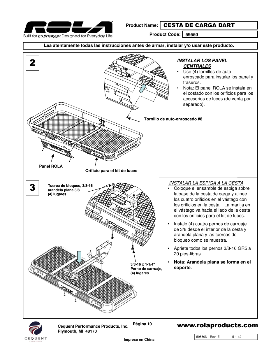Draw-Tite 59550 CARGO CARRIER - PREMIUM FOLDING User Manual | Page 10 / 12