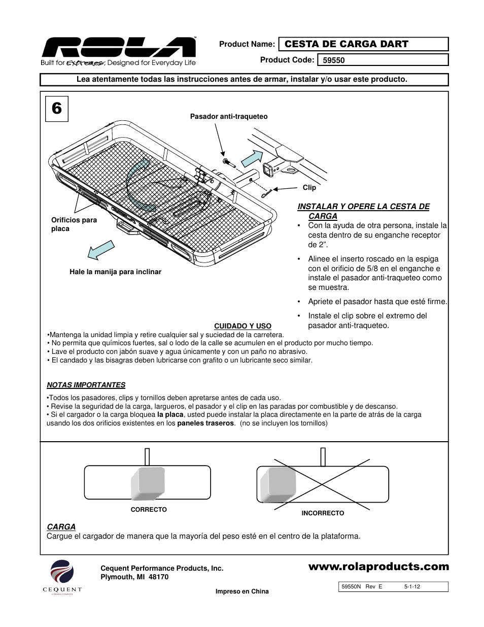 Draw-Tite 59550 CARGO CARRIER - PREMIUM FOLDING User Manual | Page 12 / 12