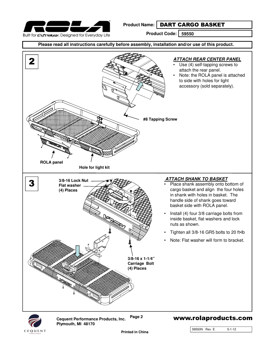 Draw-Tite 59550 CARGO CARRIER - PREMIUM FOLDING User Manual | Page 2 / 12