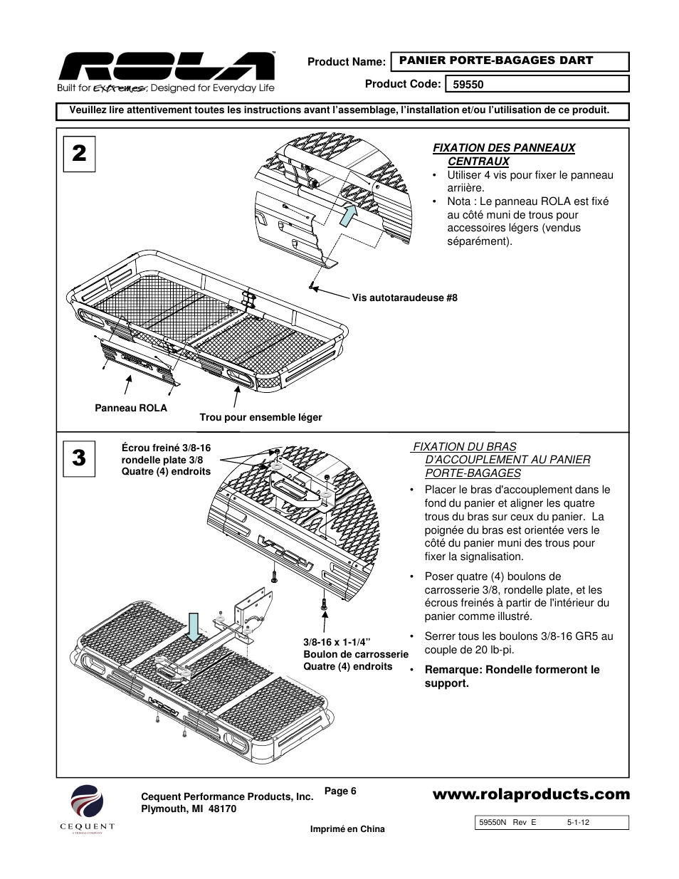 Draw-Tite 59550 CARGO CARRIER - PREMIUM FOLDING User Manual | Page 6 / 12