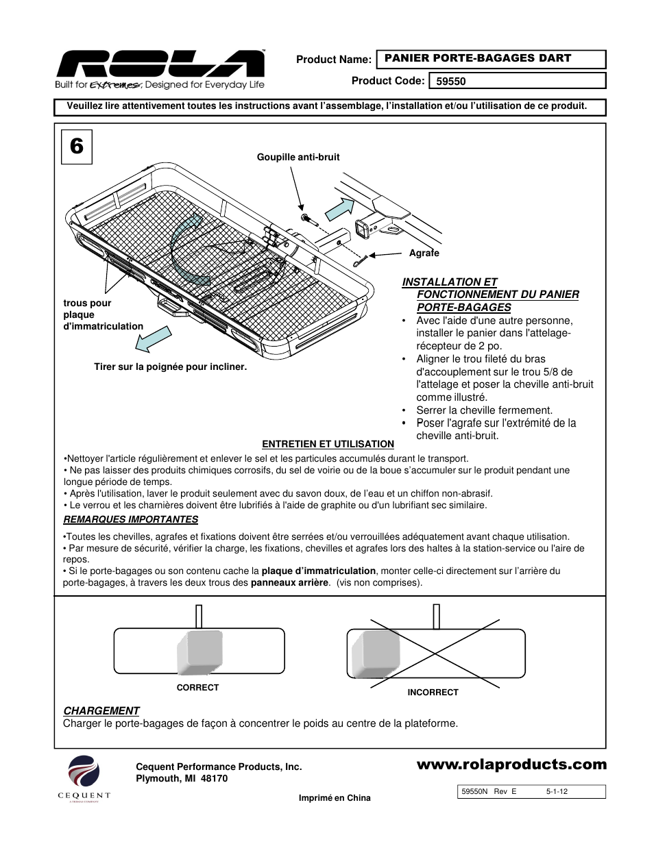 Draw-Tite 59550 CARGO CARRIER - PREMIUM FOLDING User Manual | Page 8 / 12