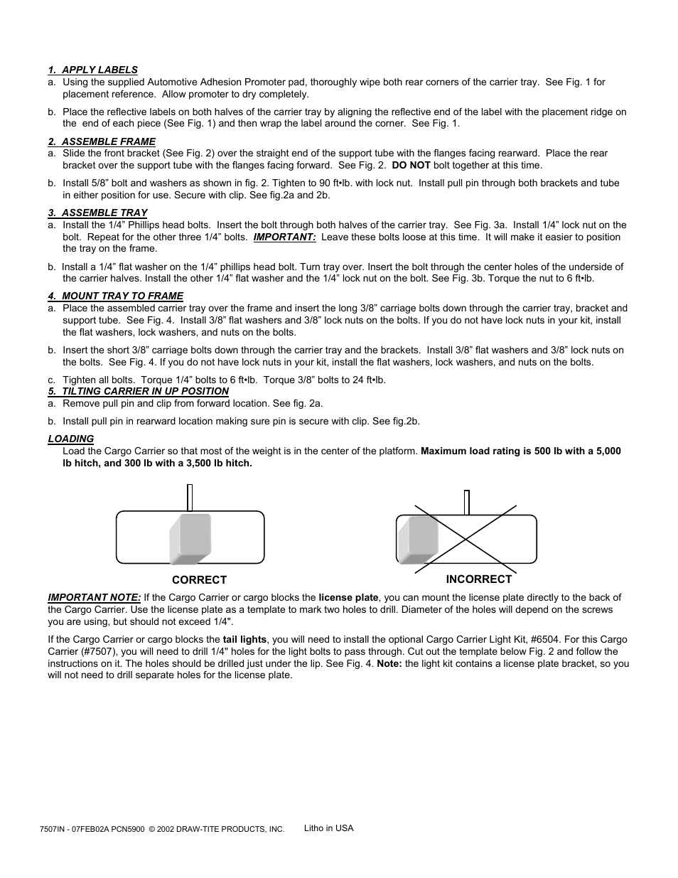 Draw-Tite 7507 CARGO CARRIER - POLYPROPYLENE User Manual | Page 2 / 3