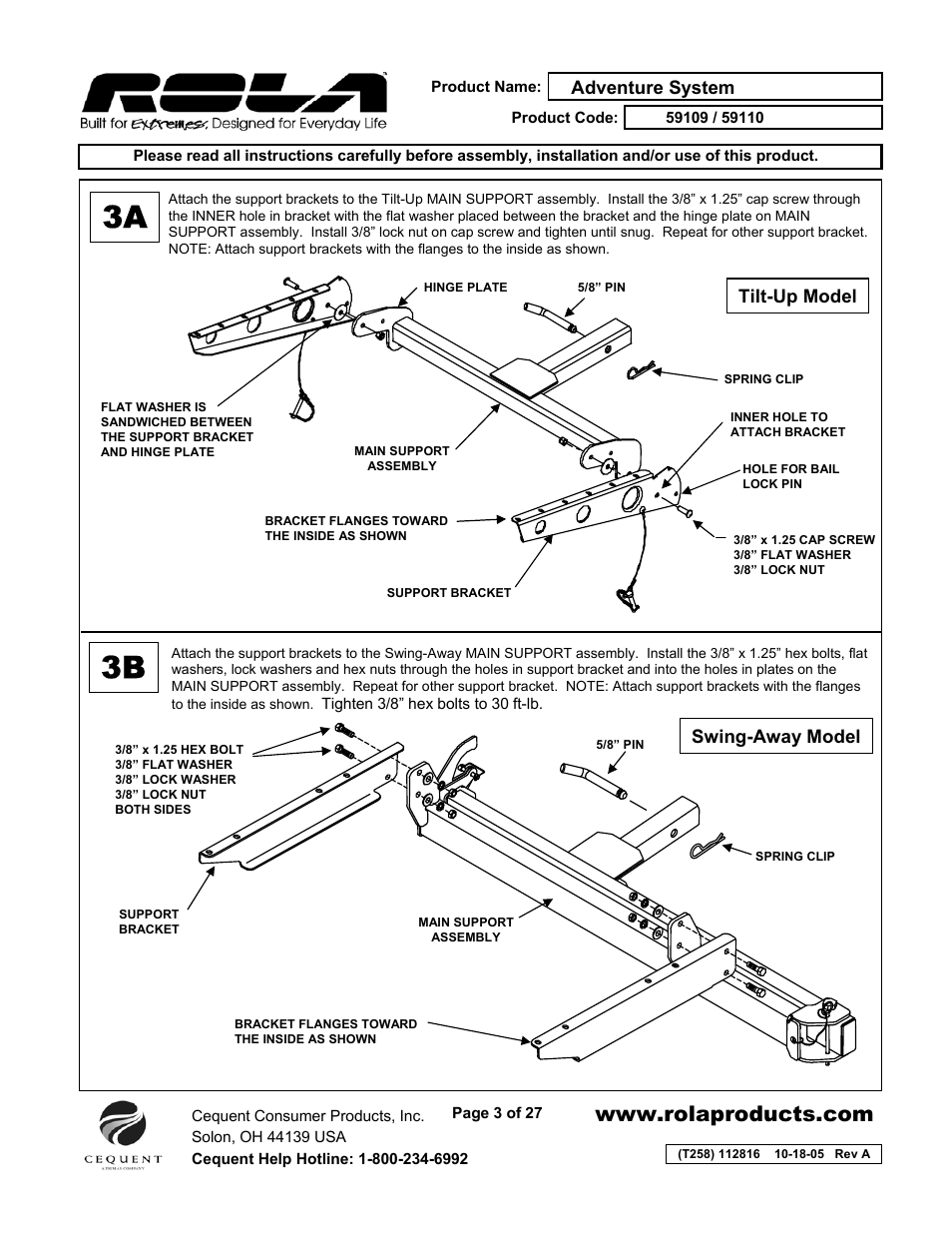 Draw-Tite 59110 ADVENTURE SYSTEM User Manual | Page 3 / 27