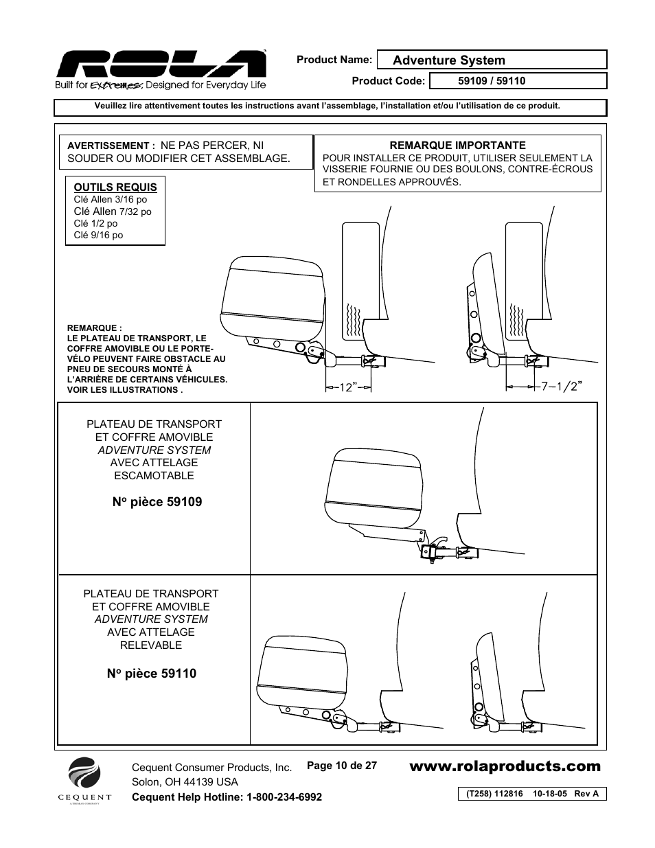 Draw-Tite 59109 ADVENTURE SYSTEM User Manual | Page 10 / 27