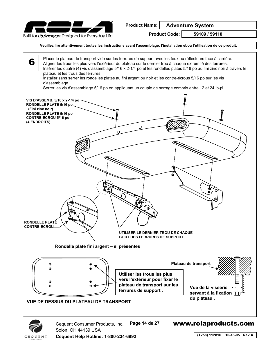 Draw-Tite 59109 ADVENTURE SYSTEM User Manual | Page 14 / 27