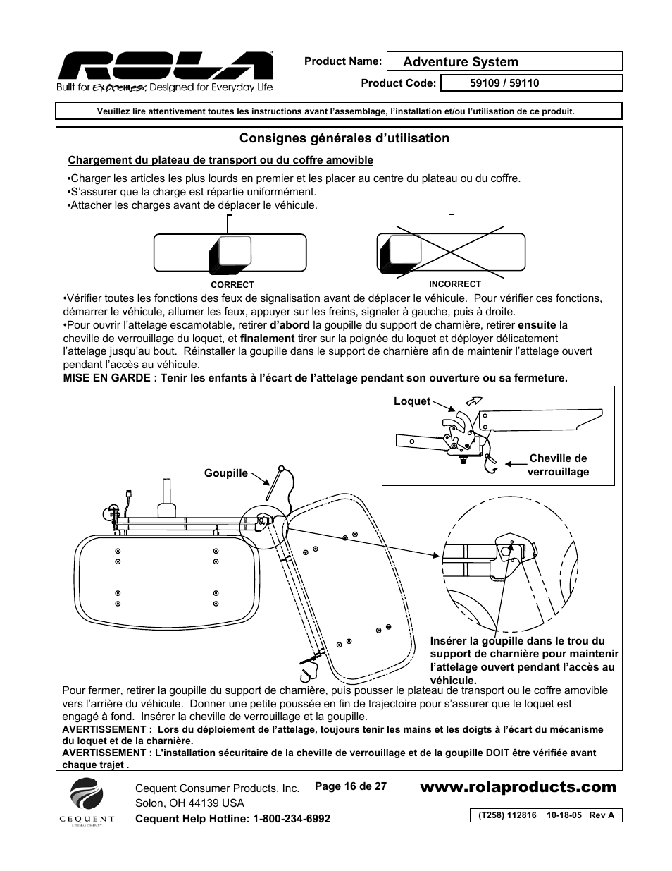Draw-Tite 59109 ADVENTURE SYSTEM User Manual | Page 16 / 27