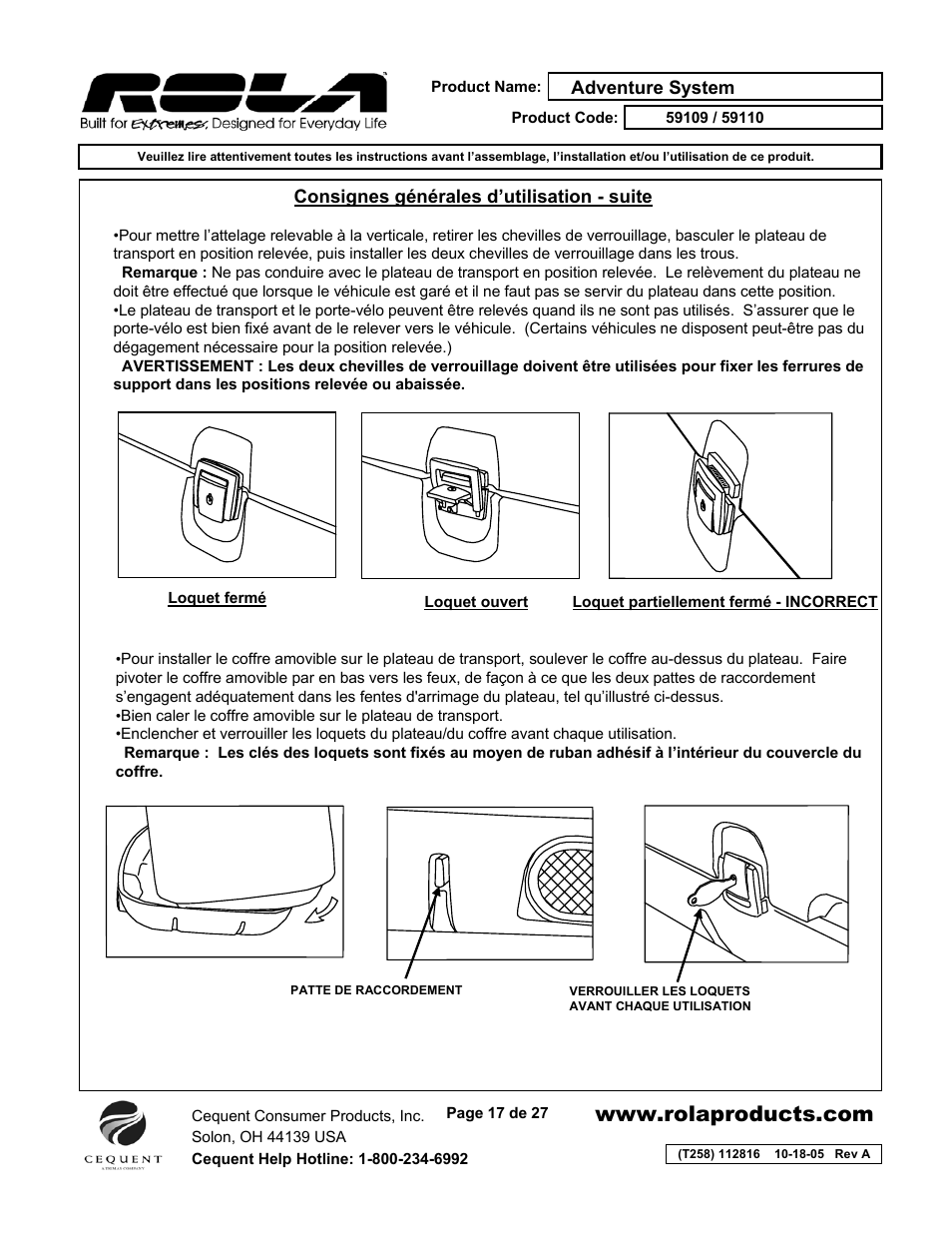 Draw-Tite 59109 ADVENTURE SYSTEM User Manual | Page 17 / 27