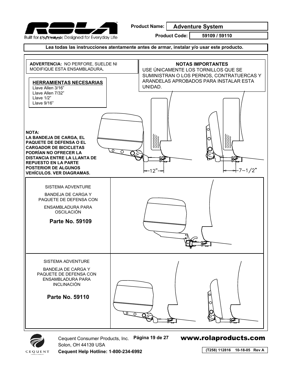 Draw-Tite 59109 ADVENTURE SYSTEM User Manual | Page 19 / 27