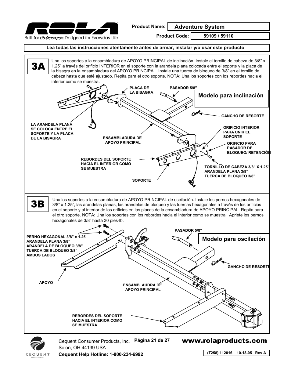 Draw-Tite 59109 ADVENTURE SYSTEM User Manual | Page 21 / 27