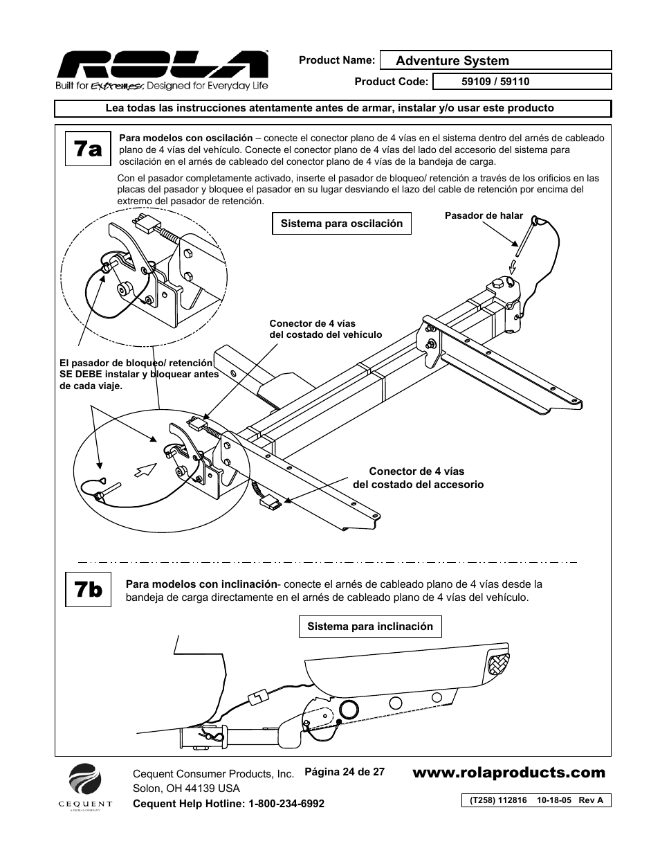 7a 7b | Draw-Tite 59109 ADVENTURE SYSTEM User Manual | Page 24 / 27