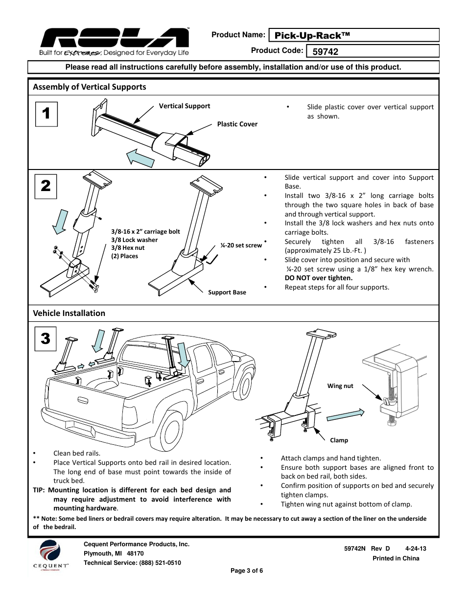 Draw-Tite 59742 TRUCK BED RACK User Manual | Page 3 / 18