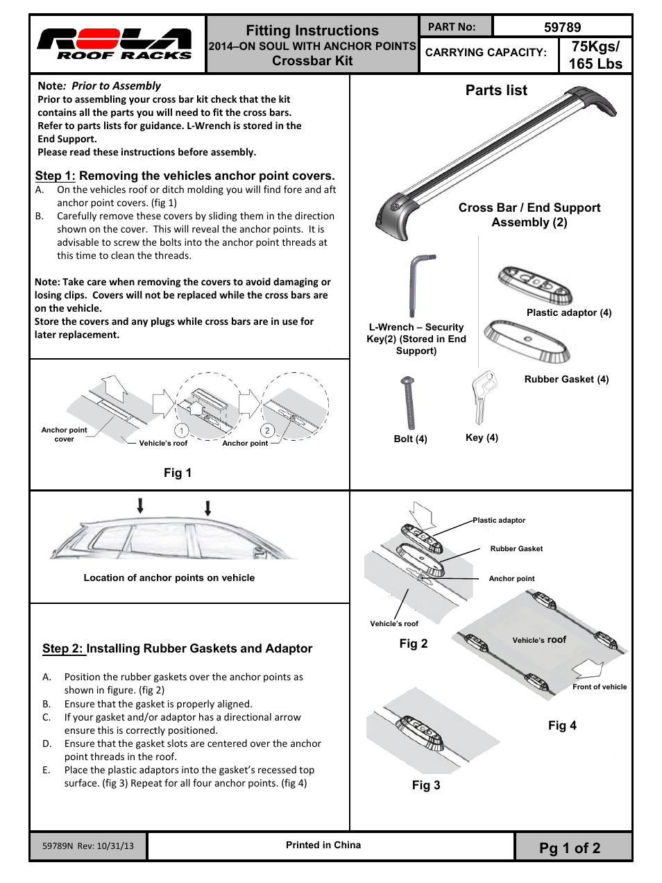Draw-Tite 59789 ROOF RACK User Manual | 6 pages