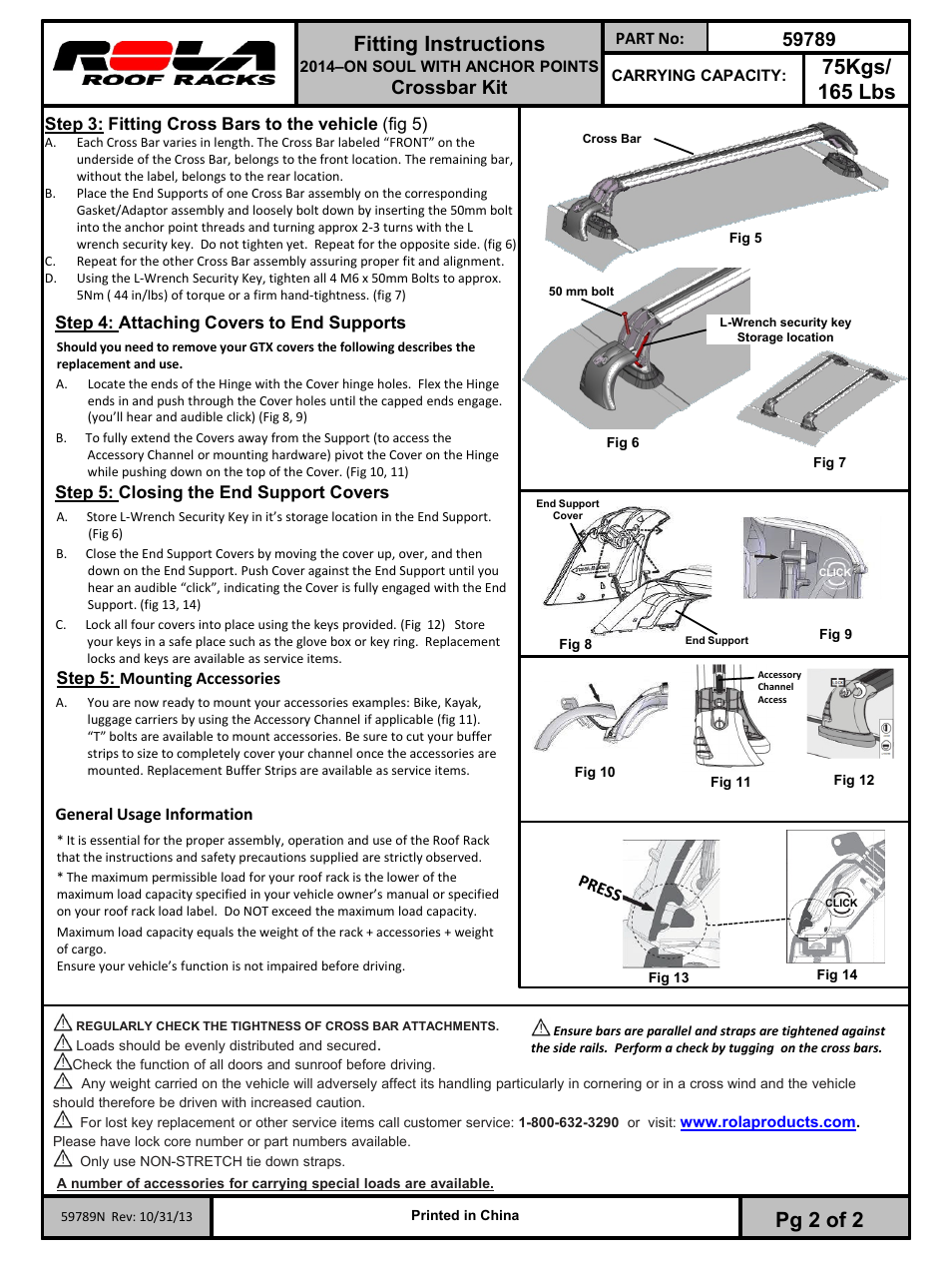 Slide number 2, Fitting instructions, Crossbar kit | Draw-Tite 59789 ROOF RACK User Manual | Page 2 / 6