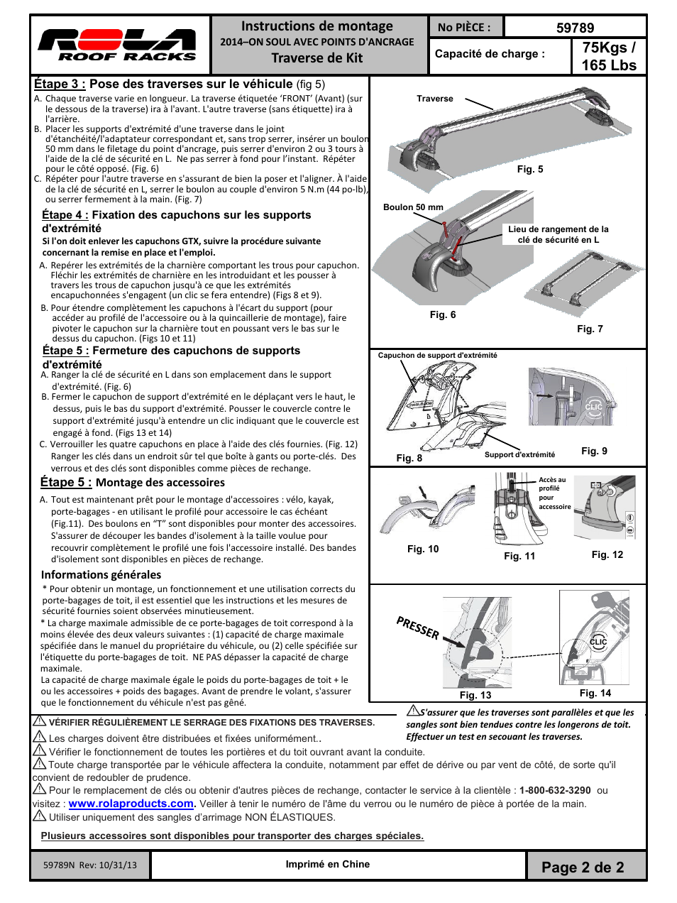 Slide number 6, Page 2 de 2, Traverse de kit | Draw-Tite 59789 ROOF RACK User Manual | Page 6 / 6