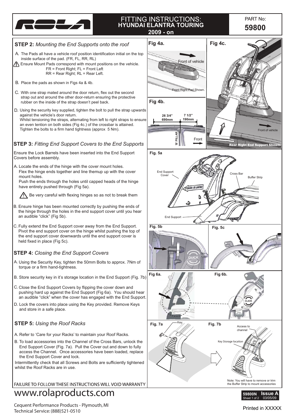 Hyundai elantra touring 2009 - on, Step 4: closing the end support covers, Fig 4a. fig 4c | Issue a | Draw-Tite 59800 ROOF RACK User Manual | Page 2 / 6
