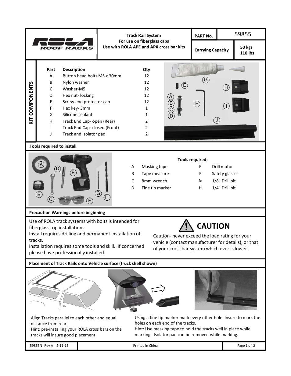 Draw-Tite 59855 ROOF RACK User Manual | 6 pages