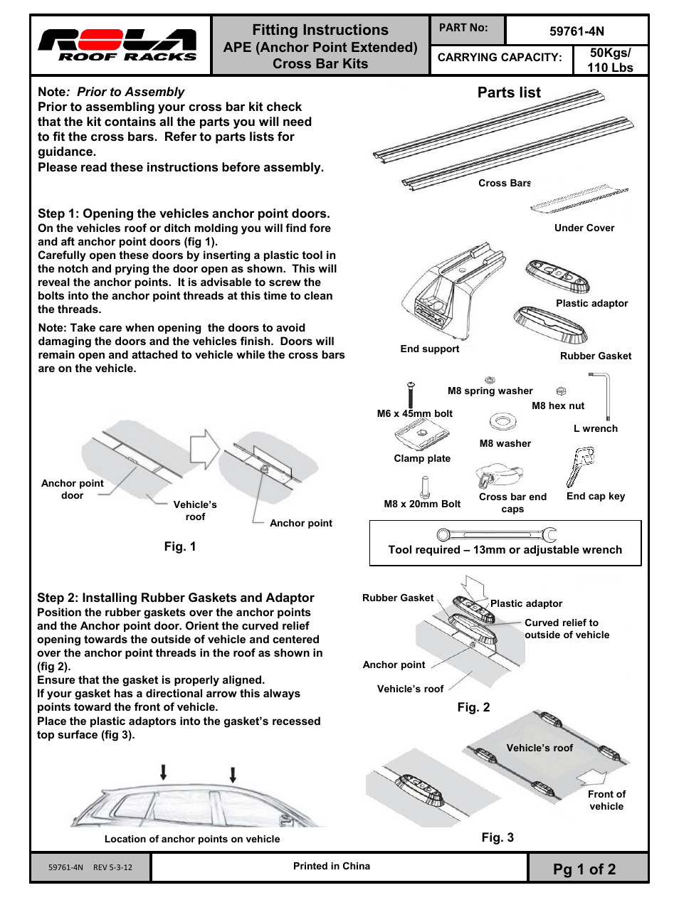 Draw-Tite 59761 ROOF RACK User Manual | 6 pages