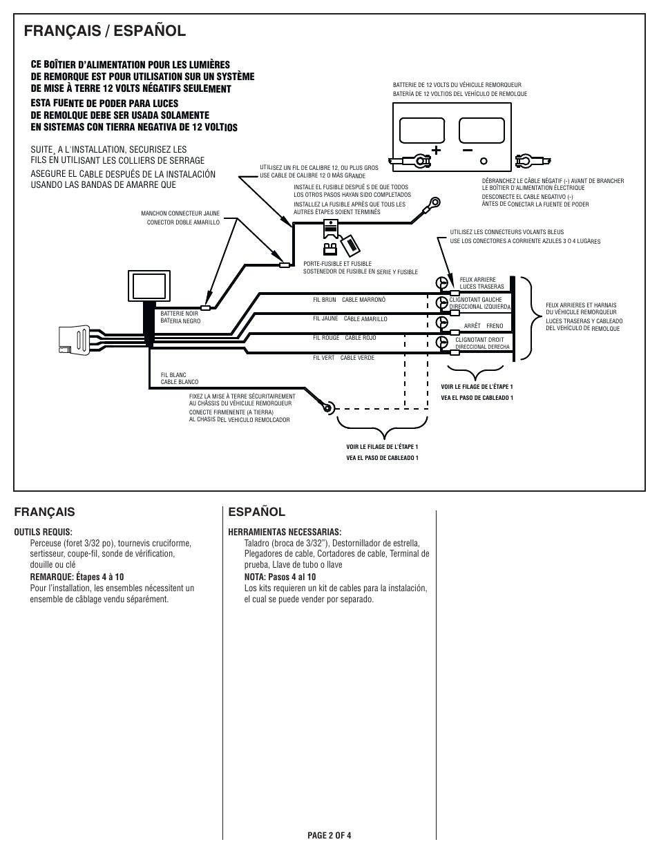 Français / español, Français, Español | Draw-Tite 119179-050 MODULITE PROTECTOR User Manual | Page 2 / 4