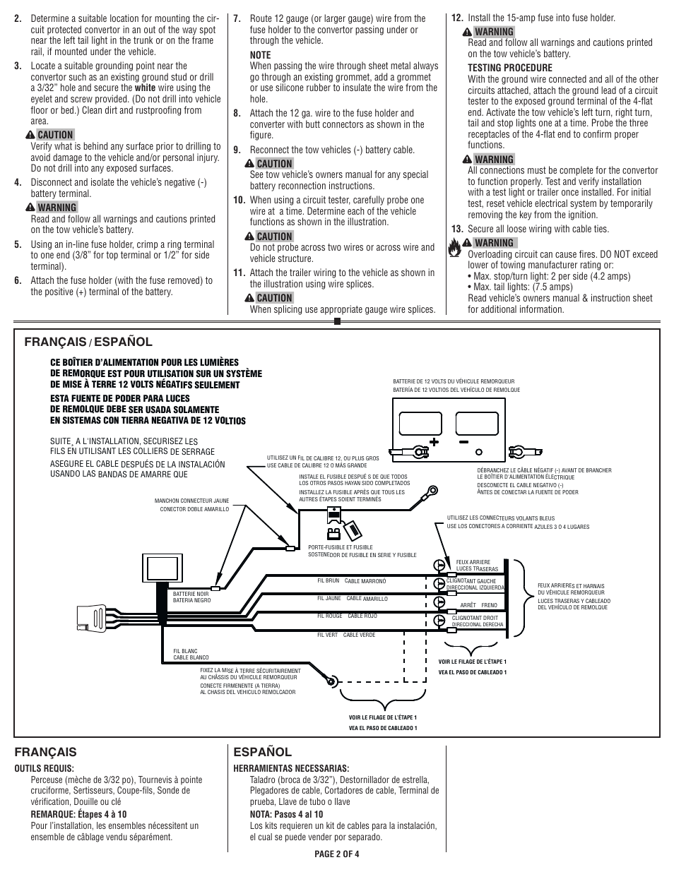 Français, Español | Draw-Tite 119190 MODULITE HD PLUS PROTECTOR User Manual | Page 2 / 4