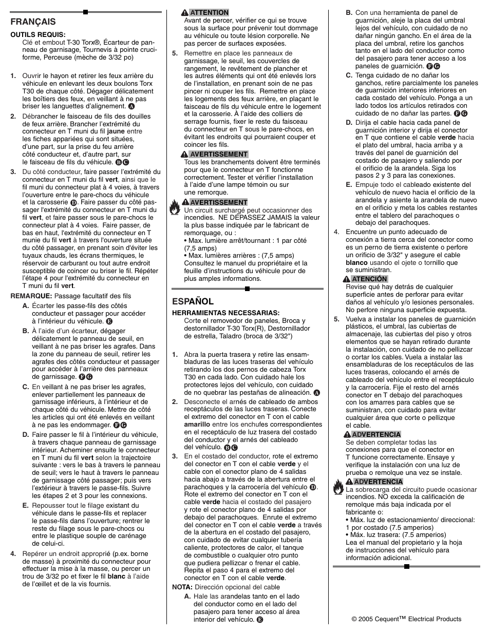 Français, Esp añol | Draw-Tite 118396 T-ONE CONNECTOR User Manual | Page 2 / 2