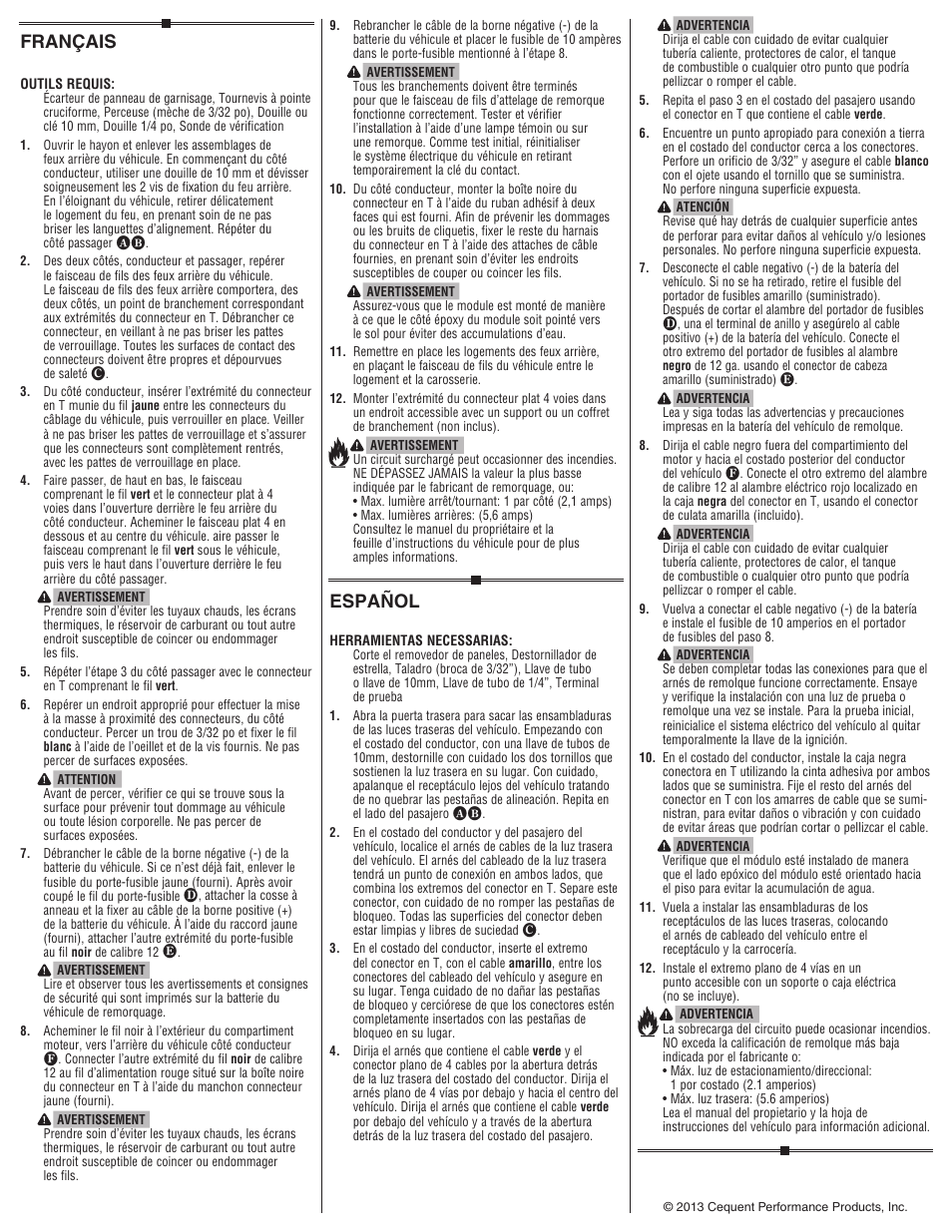 Français, Español | Draw-Tite 118579 T-ONE CONNECTOR User Manual | Page 2 / 2