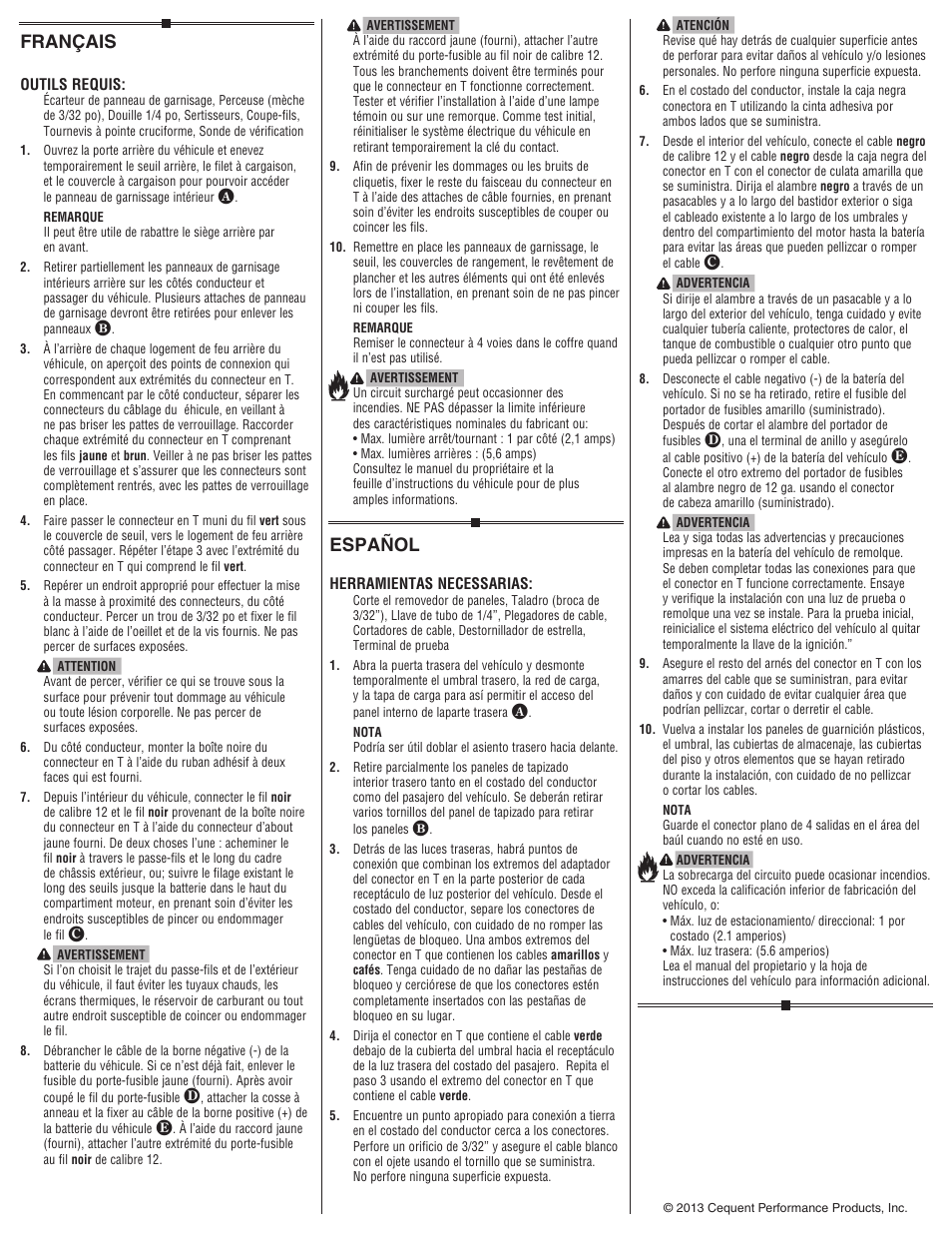 Français, Español | Draw-Tite 118575 T-ONE CONNECTOR User Manual | Page 2 / 2