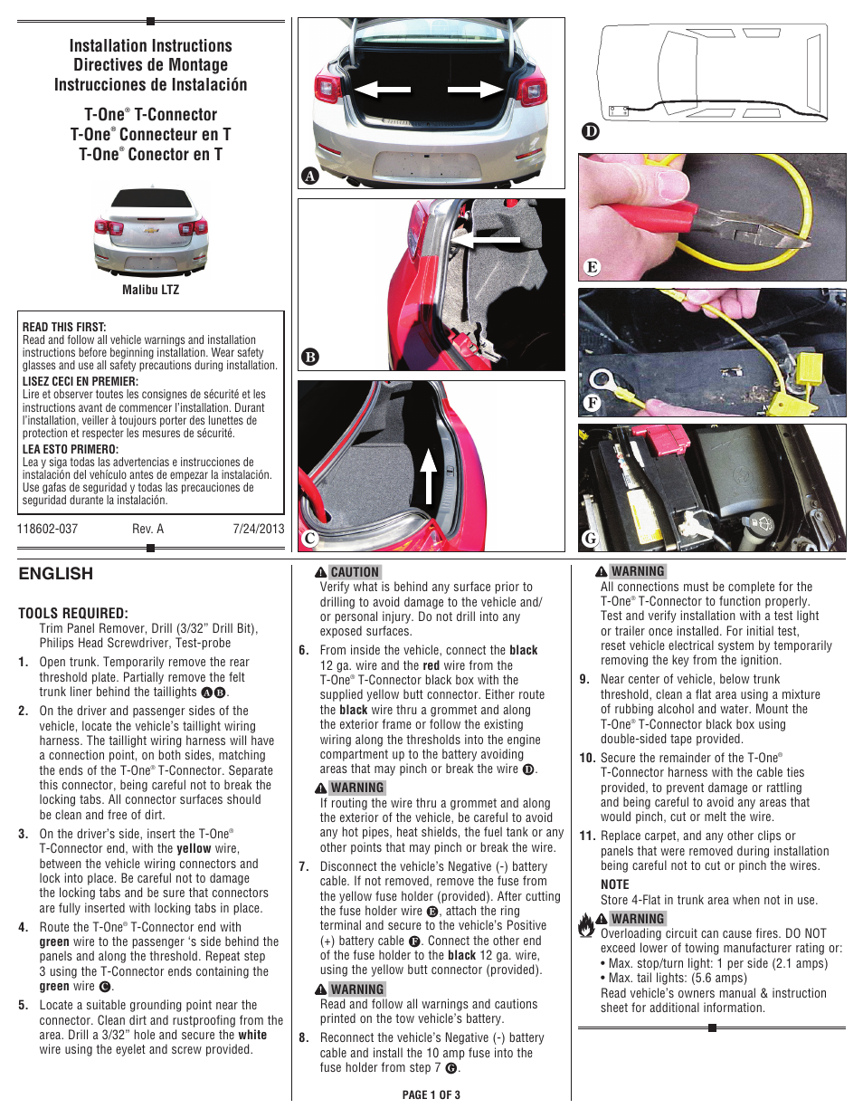Draw-Tite 118602 T-ONE CONNECTOR User Manual | 3 pages