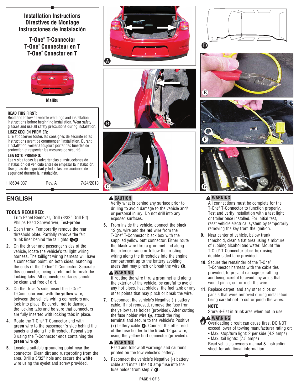 Draw-Tite 118604 T-ONE CONNECTOR User Manual | 3 pages