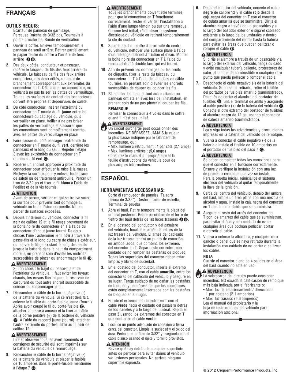 Français, Español | Draw-Tite 118576 T-ONE CONNECTOR User Manual | Page 2 / 2
