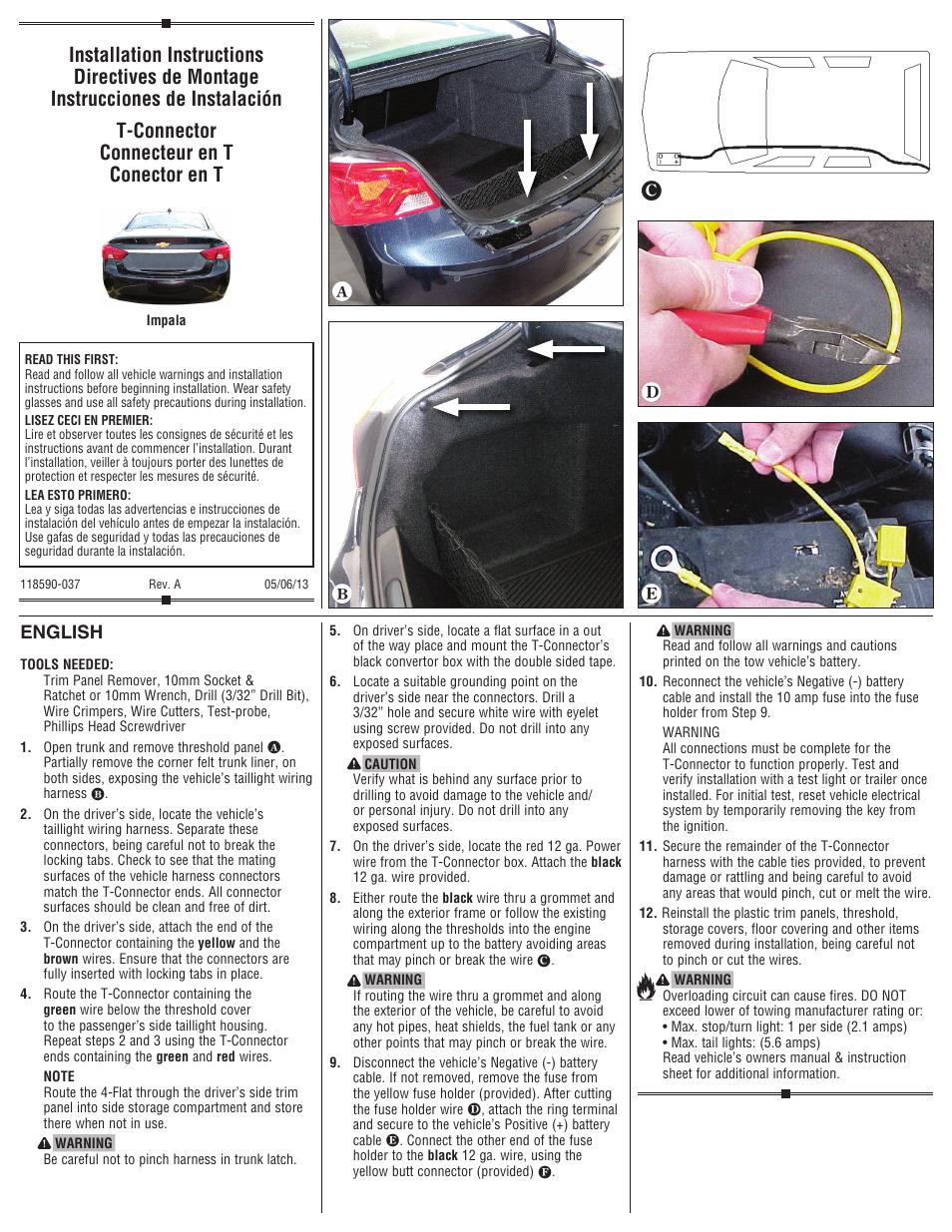 Draw-Tite 118590 T-ONE CONNECTOR User Manual | 2 pages