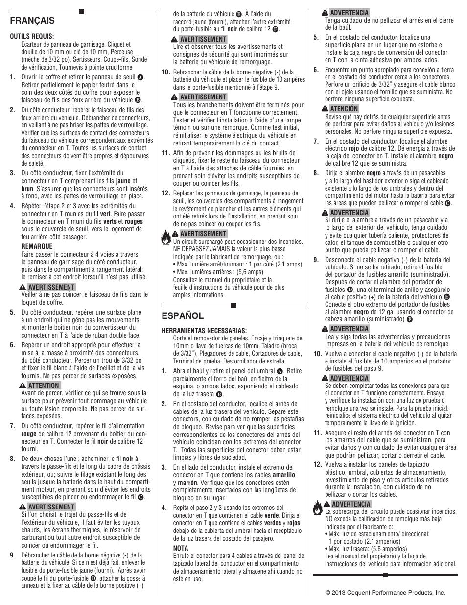 Español, Français | Draw-Tite 118590 T-ONE CONNECTOR User Manual | Page 2 / 2