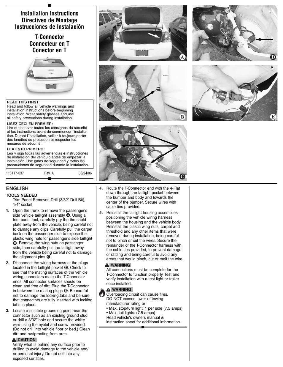 Draw-Tite 118417 T-ONE CONNECTOR User Manual | 2 pages