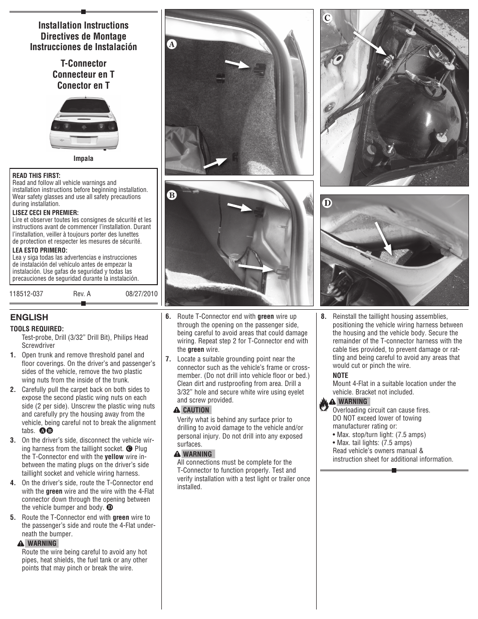 Draw-Tite 118512 T-ONE CONNECTOR User Manual | 2 pages