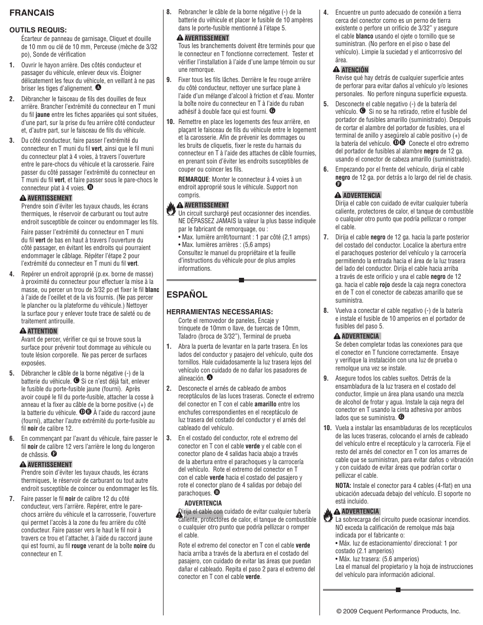 Francais, Español | Draw-Tite 118494 T-ONE CONNECTOR User Manual | Page 2 / 2