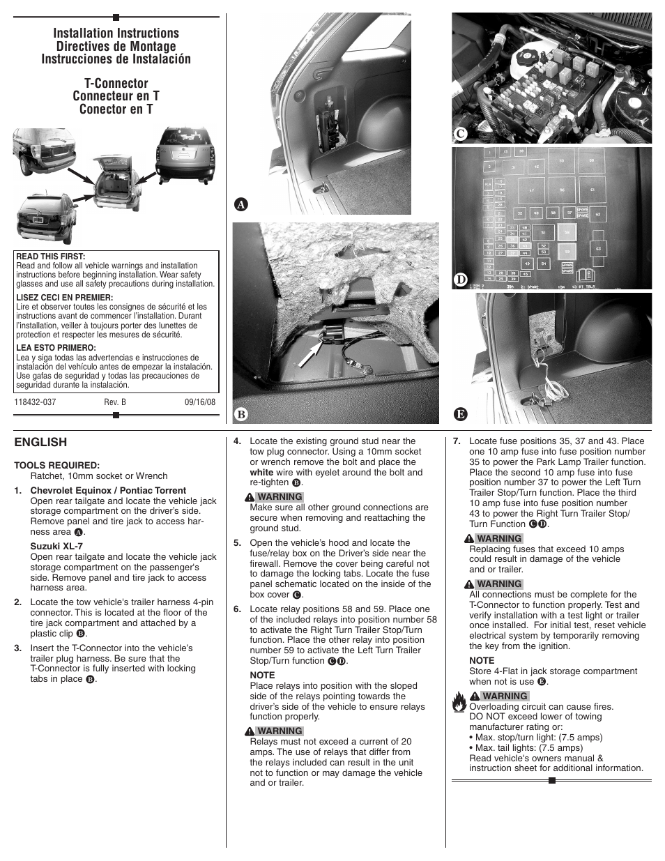 Draw-Tite 118432 T-ONE CONNECTOR User Manual | 2 pages