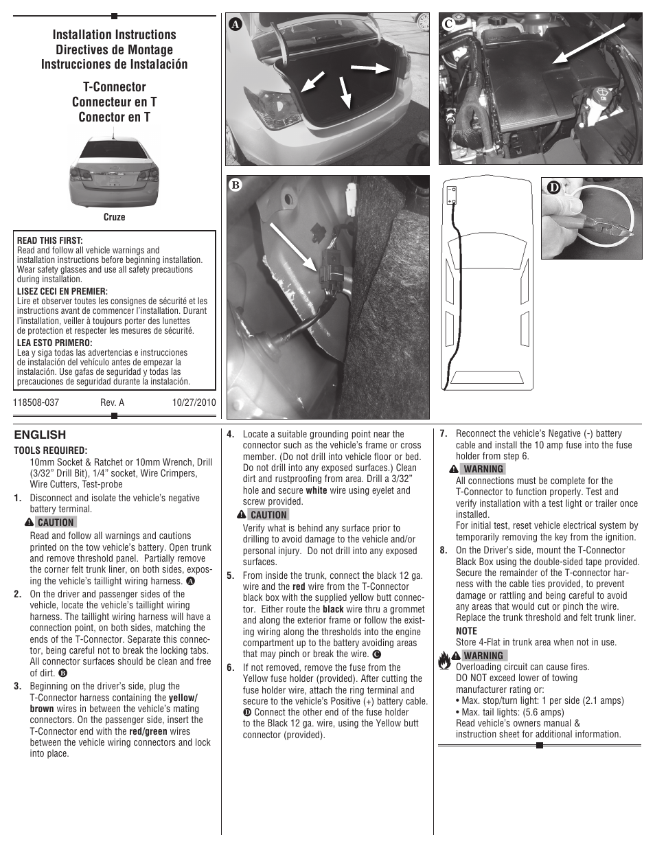 Draw-Tite 118508 T-ONE CONNECTOR User Manual | 2 pages