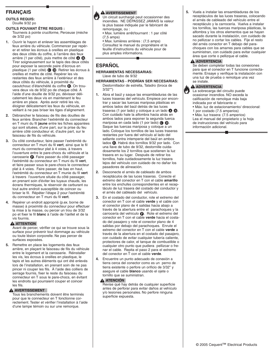 Français, Español | Draw-Tite 118398 T-ONE CONNECTOR User Manual | Page 2 / 2