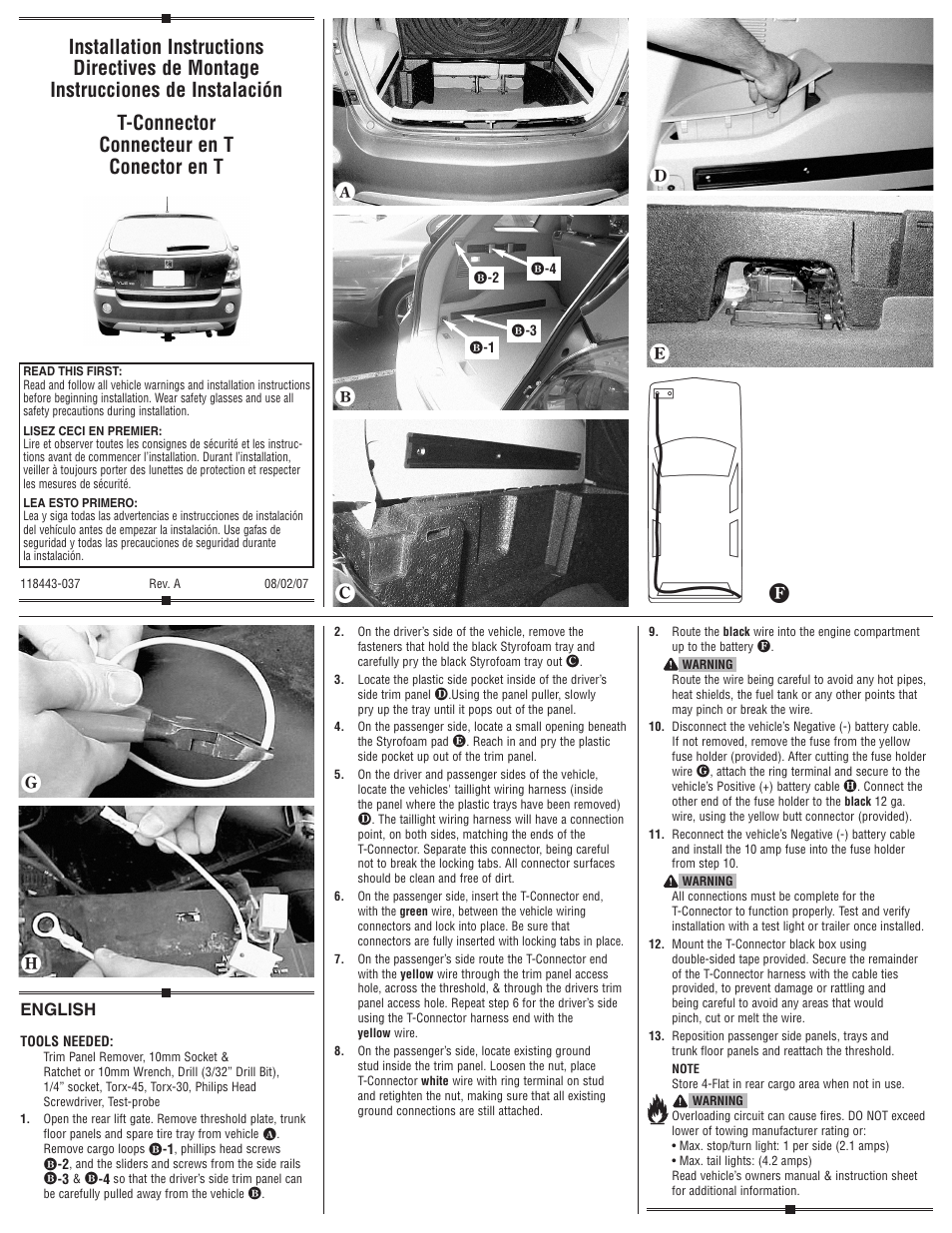 Draw-Tite 118443 T-ONE CONNECTOR User Manual | 2 pages