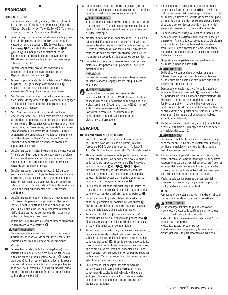 Français, Español | Draw-Tite 118443 T-ONE CONNECTOR User Manual | Page 2 / 2